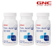 [지앤씨] [GNC] 엽산 800 (100정) 100일분x3병, 상세 설명 참조, 상세 설명 참조
