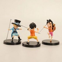 3 개/대 Anime 원피스 9cm Luffy Ace Sabo 입상의 스틱 Weapoon 유년기 PVC 액션 피규어 장난감 인형 선물, [01] 3pcs 1 set