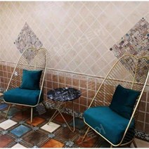 빈티지철제의자 카페의자 테이블의자 야외의자 철재의자 접이식철제의자 철제스툴, 테이블1개와의자2개(피코크블루