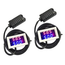 2 Pcs 디지털 LED 듀얼 디스플레이 습도 수분 컨트롤러 레귤레이터 스위치, 46x29x22mm, 설명, 플라스틱