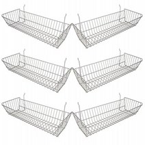 Econoco - Epoxy Chrome Multi-fit Double Sloping Wire Basket for Slatwall Pegboard or Gridwall (Set, 1