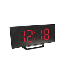 Led 알람 시계 디지털 전자 테이블 장식 거울 데스크탑 시계베이스 홀더 라이트 가정용 사무실 거실, Red
