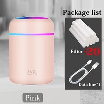 가열식 가습기 USB 가정용 UV 미니 대용량 대형 스텐 기화식 자연 불멍 천연 통세척, 기본, Pink 20 filters