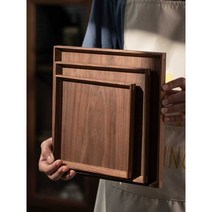 베이킹 트레이 원목 사각 쟁반 진열 베이커리 카페, 블랙 월넛 28x20x2.5cm