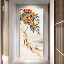 Guoxing행운 복 재물을 가져다주는 복숭아 잉어 보석십자수 구어도 비즈공예 큐브 큐빅자수 구슬 페인팅, 70x140cm