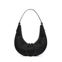 DENIM CRESCENT BAG - BLACK