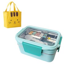 보온도시락 tuuth cartoon lunch box 스테인레스 스틸 더블 레이어 식품, 파란 도시락, 협력사
