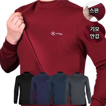 제이엔더블유 남성 겨울 아웃도어 기능성 사방스판 기모 안감 반폴라 반목 티셔츠 긴팔 이너웨어 작업복 등산복 낚시복 자전거 라이딩복 중년 50대 60대 5colors 95~110