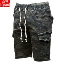 남자 빅사이즈 밴딩 스판 카모 면반바지 12 BJ 216