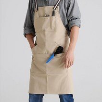 남성용 여성용 카페 공방 목공 캔버스 앞치마, 베이지, 1개
