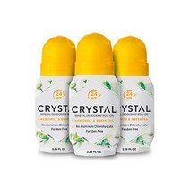 CRYSTAL 미네랄 데오도란트 롤온 무향 바디 데오도란트 24시간 악취 보호 염화알루미늄 및 파라벤 불포함 2.25 FL OZ(포장은 다를 수 있음), 카밀레_2.25 Fl Oz(3개들이 팩)