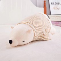 북극곰 바디필로우 대형 안고자는 숙면 수면 인형 베개 푹신한인형, 크림