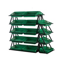 철제 경사 매대 과일가게 과자 진열대 마트 빵집 행사, 상세이페이지 참고, 4단 싱글 브라운 버킷