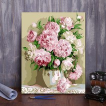 SM직구 핑크 모란꽃 화병 주부취미 이색놀이 유화그리기 색칠, 50X65