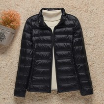 여성경량패딩 여성용 얇은 다운 재킷 화이트 덕 초경량 가을과 겨울 따뜻한 코트 휴대용 아웃웨어 2023