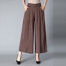 WHYY 여름 여성 와이드 팬츠 하이웨이스트 엄마 치마바지 와이드 라지 슬림 팬츠 중년 플라자 댄스 팬츠