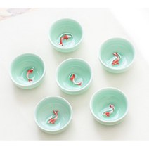 다도 다기세트 찻잎 전통찻잔 차도구 청자 황금 물고기 중국 찻잔 세트 쿵푸 클레이 지샤 크래클 유약 여, [01] 6개 세트, 02 40ML_01 6개 세트, 6개