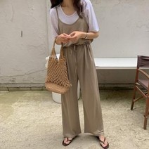 바보사랑 여자 여름 찰랑핏 와이드 스트링 뷔스티에 점프수트.옷자락(무료배송)