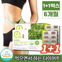 다이어트 카테킨 인도산 녹차 추출물 정 비오틴 파파인 레몬밤 모로오렌지 마테 그린 커피빈 와일드망고 풋사과 석류, 1+1박스