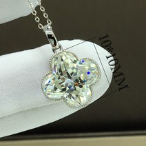 구슬 목걸이 비즈 진주 Luomansi 리얼 18K 골드 5 캐럿 D VVS 네 잎 클로버 Moissanite 인증서 여성 보석 결혼 기념일 선물