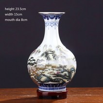 골드 블루와 화이트 도자기 꽃병 장식 거실 골동품 Jingdezhen 새로운 중국 공예, 04 D