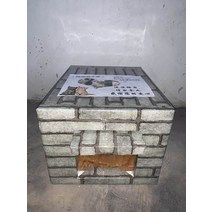 야외 대형견 큰개 진돗개 강아지 판넬 난방 조립식 실외 플라스틱 보온 강아지집 001 길 잃은 고양이, 회색 벽돌 사각형 구멍 (_트럼펫(고양이 1-2마리)