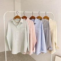 허니제이 / 베킨 카라 스트라이프 지지미 여유핏 셔츠(5color)