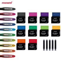 [성실한오피스] 모나미 올리카 만년필 리필 카트리지 10가지 색상(5입) 만년필카트리지, 그린, 1개