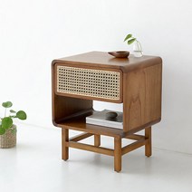 케인위빙 반복패턴 원목 수납협탁 침대테이블 탁자