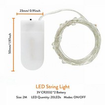 9 가지 색상 123510M LED 스트링 라이트 코르크 패어리 화환 휴일 램프 USB배터리 전원 크리스마스 새해 장식, 2M by CR2032 Battery_Cool Whit
