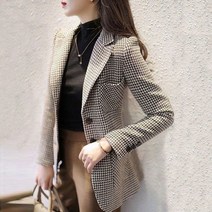 대행사 오피스룩 격자 무늬 우아한 여성용 블레이저 정장 최신 패션 코트 럭셔리 블레이저 2022 여성용 겨울 의류 자켓 긴 트렌드