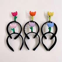 0151 컬러풀 튤립 머리띠 인싸템 꽃모양 단체머리띠 졸업사진컨셉 인생네컷머리띠, 노랑