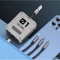 USB 플래시 충전 3헤드 자동차 다기능 범용에 적합한 3-in-1 데이터 케이블 접이식 1-3 충전기 케이블, (접이식 오렌지) 100W 급속충전 1.2m