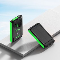 파워뱅크 보조 배터리 베터리 태양광 태양열 보조베터리 5000mAh 무선 충전기 아이폰 12 13 시리즈 S22 Xia, 04 Green