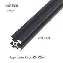 2020 T-슬롯 알루미늄 프로파일 압출 프레임 2 개 유럽 표준 검정색 선형 레일 CNC 3D 프린터 카메라 슬라이더 가구, 500mm