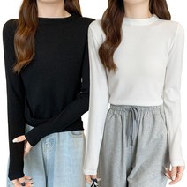 베럴뷰 여성 라운드 기본 베이직 긴팔 티셔츠 2종 세트