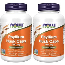 NOW FOODS(나우푸드) 실리엄 허스크 캡 500mg 비 GMO 프로젝트 확인 천연 가용성 섬유 장 건강 채소 정 200개 2팩 (200개)
