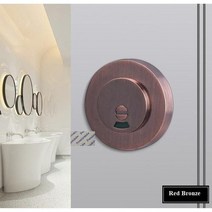 라운드 아연 합금 도어 잠금 래치 빨간색 녹색 표시기 공중 화장실 파티션 엄지 회전 골드 매트 블랙 청동, Red Bronze