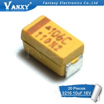 캐패시터 SMD 탄탈럼 커패시터 A 3216 10uF 16V 106 106C 20 개, 한개옵션0