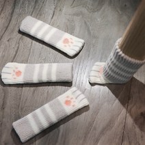 야옹이 의자발 커버 4p세트 #층간소음방지 #바닥재긁힘방지 #가구손상방지 니트 소재 홈바의자 얇은의자 다리 양말, 옐로우