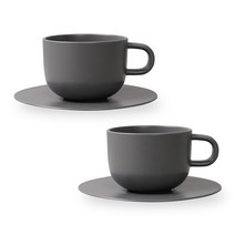 보울보울 볼볼홈파티 커피잔 350ml 2p + 소서 2p, 차콜그레이+차콜그레이, 1세트
