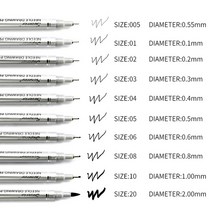 어반스케치펜 펜 드로잉 캘리그라피 제도펜 여행 10pcs 스케치 바늘 방수 안료 파인 라이너 젤 세트 전문 마커 후크 서명 학교 98, 10개 세트, 검은색