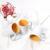 직선 파스텔 인컬러 머그컵 커피잔 머그잔 답례품 보틀, 옐로우