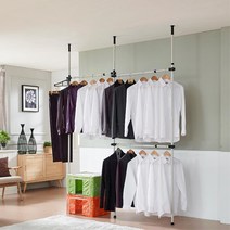 천장 고정 드레스룸 옷걸이봉 행거 3단 천정 고정식 옷방행거 천장고정행거 원룸 폴행거 쇠파이프 자취용