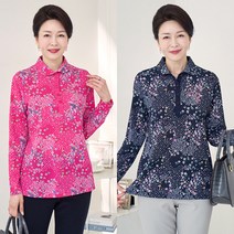 [엄마옷 로즈맘] 차오잔꽃카라티셔츠/엄마티셔츠 할머니티셔츠 중년여성의류 5060