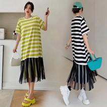 무드무드 케인 매쉬 밑단프릴 반팔 원피스