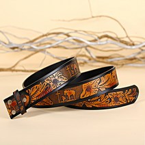 웨스턴 카우보이 조각 크로스 벨트 남성용 가죽 기도 벨트 나사 움직임 절단 길이