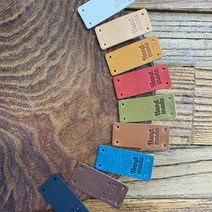 핸드메이드 가죽라벨 M3515-NO1 HANDMADE 천연소가죽 뜨개질 라벨 접이식 라벨, 브라운, 1개