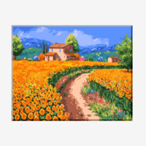 (물감2배) 모모픽스페인팅 유화그리기 J80 해바라기 마을 꽃 40x50cm DIY명화그리기 명작 캔버스 페인팅 풍경 장면