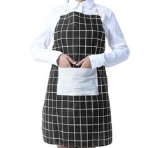 일상용 모던체크 린넨앞치마 블랙 주방의류 조리복